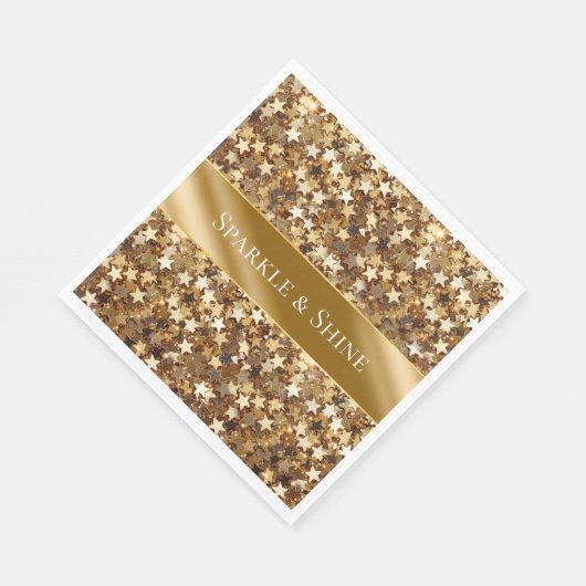 Gold Sparkle Stars Servet (Hoek)