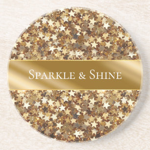 Gold Sparkle Stars Zandsteen Onderzetter