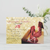 Gold Sparkle Sweet 16 Kaart (Staand voorkant)
