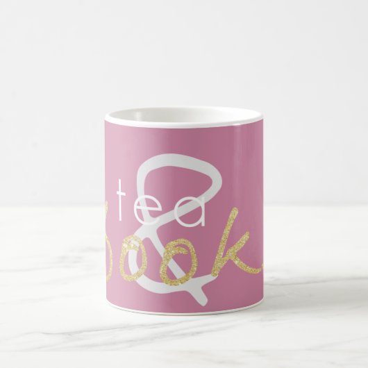 Gold Sparkle Tea en Books Coffee Mok (Center)