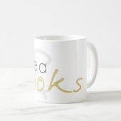 Gold Sparkle Tea en Books Coffee Mok (Voorkant rechts)