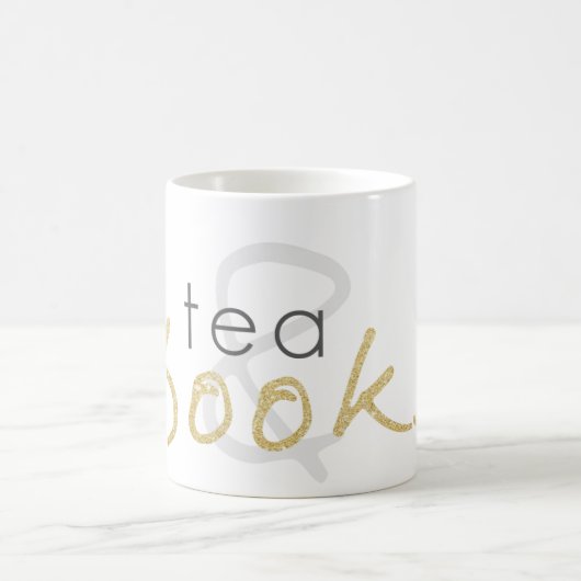 Gold Sparkle Tea en Books Coffee Mok (Center)