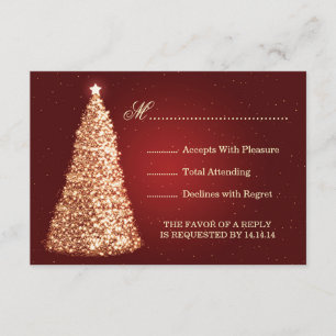Gold Sparkle Wedding RSVP Red