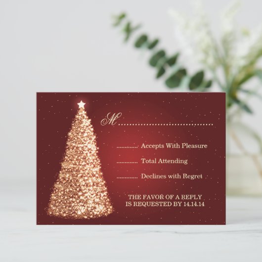 Gold Sparkle Wedding RSVP Red (Debout devant)
