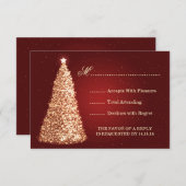 Gold Sparkle Wedding RSVP Red (Devant / Derrière)