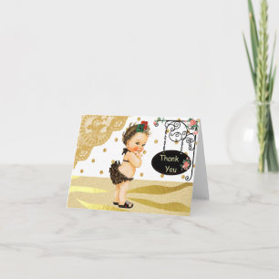 Gold Sparkle Zebra Print Baby shower Hartelijk dan Bedankkaart