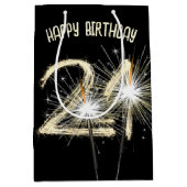 Gold Sparklers voor 21e verjaardag Medium Cadeauzakje (Voorkant)