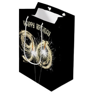 Gold Sparklers voor 90e verjaardag Medium Cadeauzakje