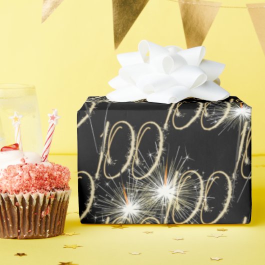 Gold Sparklers voor de 100e verjaardag Cadeaupapier (Verjaardagsfeest)