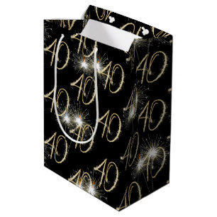 Gold Sparklers voor de 40e verjaardag Medium Cadeauzakje