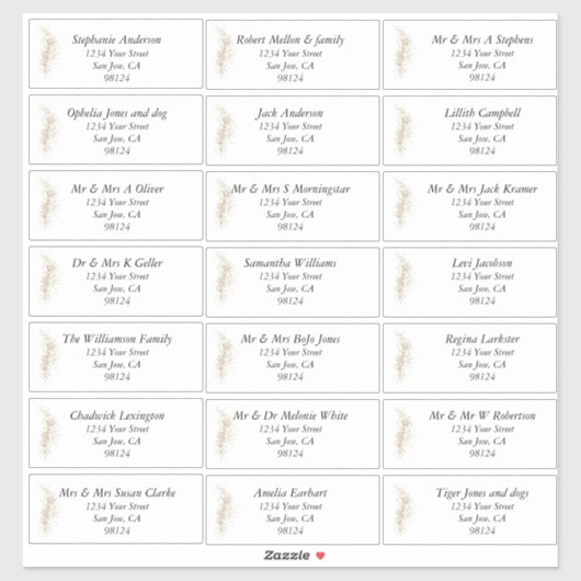 Gold Sparkles Guest Name Adresetiketten Sticker (Vel)