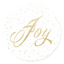 Gold Sparkles Joy Kerst stickers