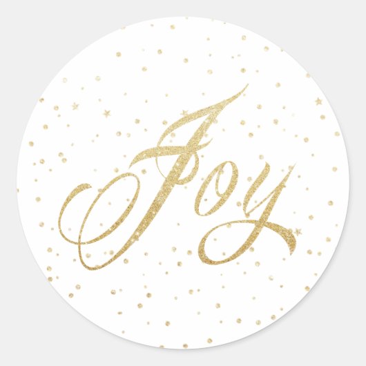 Gold Sparkles Joy Kerst stickers (Voorkant)