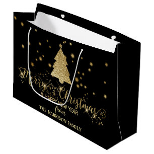 Gold Sparkles Merry kerstboom Black Groot Cadeauzakje