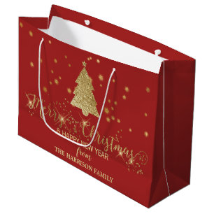 Gold Sparkles Merry kerstboom Red Groot Cadeauzakje