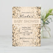 Gold Sparkling Lights BÉBÉ DOUCHE Invitations (Debout devant)