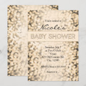 Gold Sparkling Lights BÉBÉ DOUCHE Invitations (Devant / Derrière)