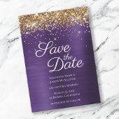 Gold Sparkly Glitter Donker Violet Ombre Folie Save The Date