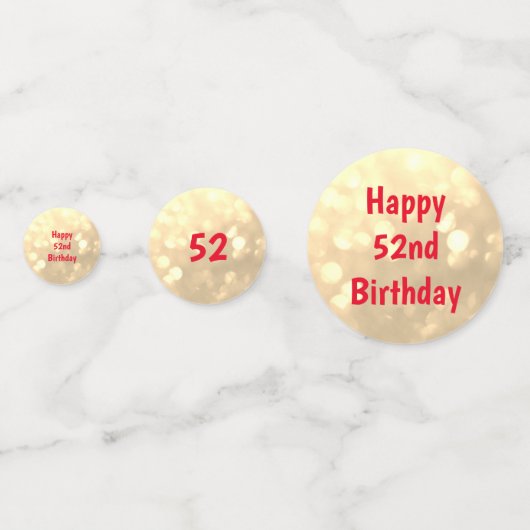 Gold sparkly Happy 52e verjaardag ballonontwerp Confetti (Voorkanten)