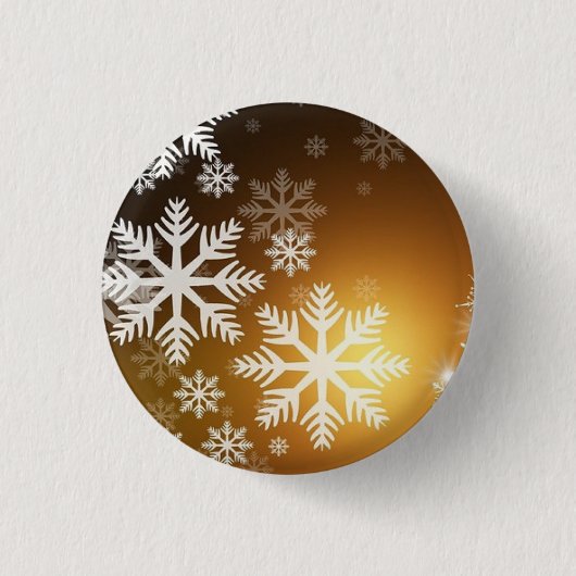 Gold Sparkly Snowflakes Ronde Button 3,2 Cm (Voorkant)