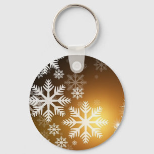 Gold Sparkly Snowflakes Sleutelhanger