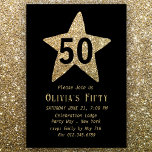 Gold Sparkly Star 50th Birthday Party Invitation<br><div class="desc">Personnalisez ces élégantes invitations de fête du 50e anniversaire de star brillante or avec un effet de fausse parties scintillant or étonnant.</div>