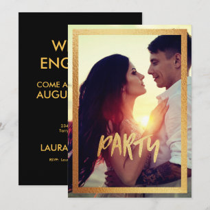 Gold Sparkly Verloving Photo Party Invitation Kaart