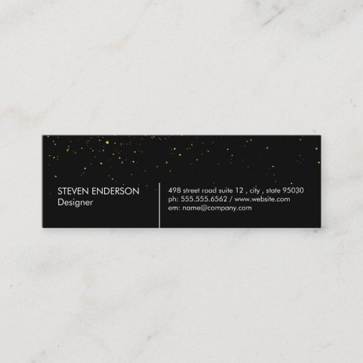 Gold Speckles Black White Mini Visitekaartje (Voorkant)