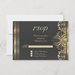 Gold Spider op zwarte RSVP-uitnodiging RSVP Kaartje