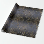 Gold Spider Webs op Black Night Background Cadeaupapier (Uitgerold)