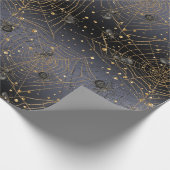Gold Spider Webs op Black Night Background Cadeaupapier (Hoek)