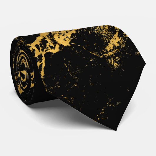 Gold Splashed Black Stropdas (Opgerold)