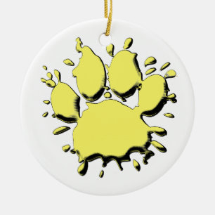 Gold Splatter Dog Paw-tekening Keramisch Ornament