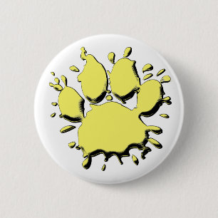 Gold Splatter Dog Paw-tekening Ronde Button 5,7 Cm