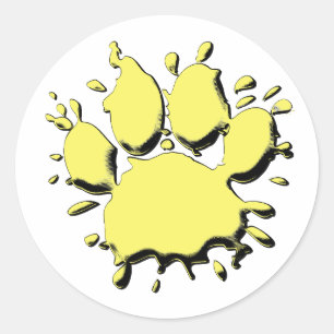 Gold Splatter Dog Paw-tekening Ronde Sticker