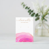 Gold Splatter Pink Waterverf Verdien beeldscherm B Visitekaartje (Staand voorkant)
