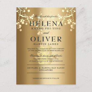 Gold Splendor Dubbel Geluk   Chinese bruiloft Kaart