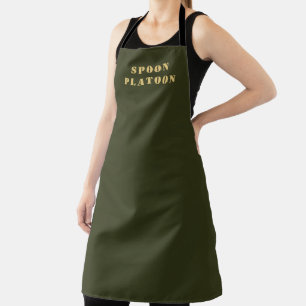 Gold Spoon Platoon Typography Forest Green Kitchen Schort