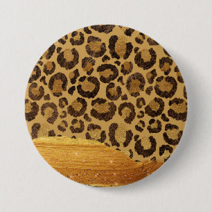 Gold Spots op Metal Glamor Cheetah Skin Ronde Button 7,6 Cm