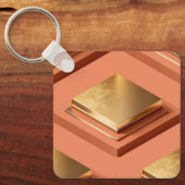 Gold square stepped platforms with metallic sleutelhanger (Voorkant)