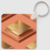 Gold square stepped platforms with metallic sleutelhanger (Achterkant)