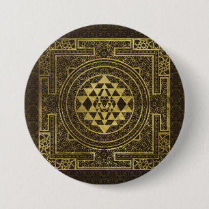Gold Sri Yantra/Sri Chakra Ronde Button 7,6 Cm
