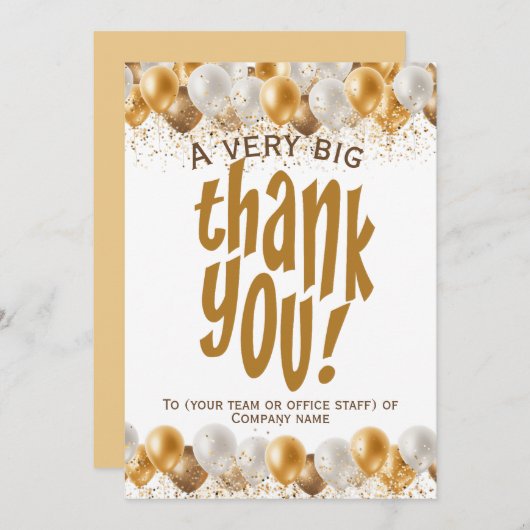 Gold Staff Medewerker Zeer groot Dank u Bedankkaart (Voorkant / Achterkant)