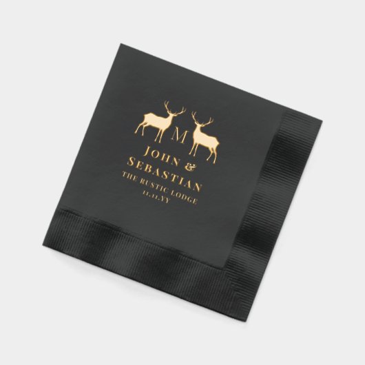 Gold Stags Monogramme & Noms Mariage gay (Gauche)