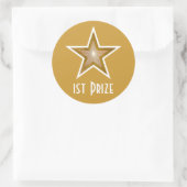 Gold Star '1e Prijs' rond sticker geel (Tas)
