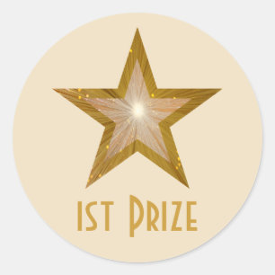 Gold Star '1e Prijs' ronde sticker