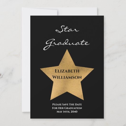 Gold Star-Afstuderen sparen de datum Save The Date (Voorkant)