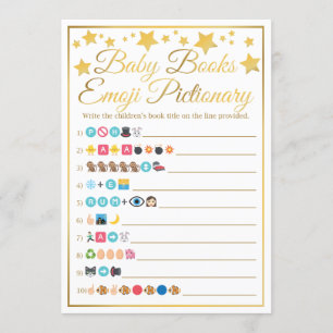 Gold Star Baby shower Emoji Baby Book Game Kaart