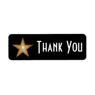 'Gold' Star 'Bedankt' label zwart