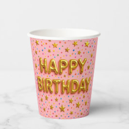 Gold Star Birthday Cup. Papieren Bekers